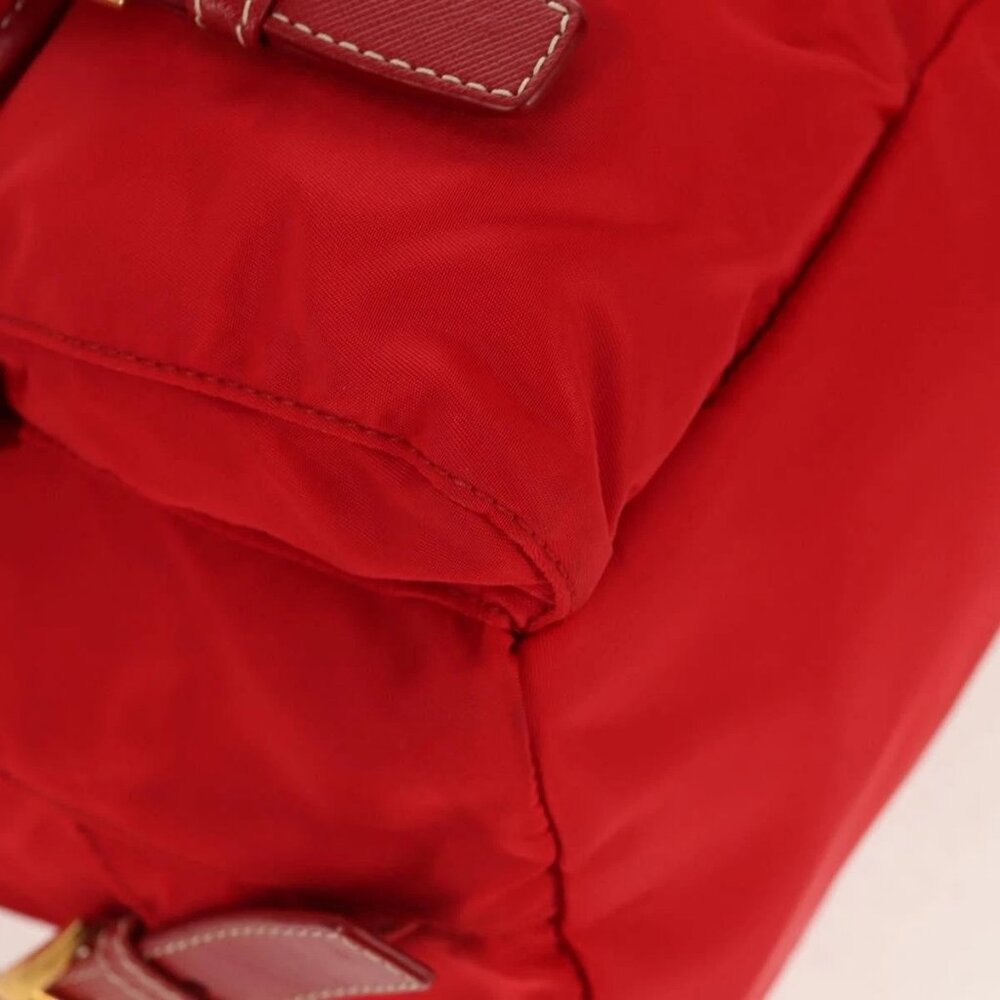 PRADA Backpack Nylon Red Gold Auth 158701V - Picture 3 of 16